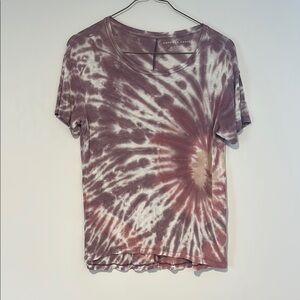 Brown and White Short Sleeve Tie-Dye Tee